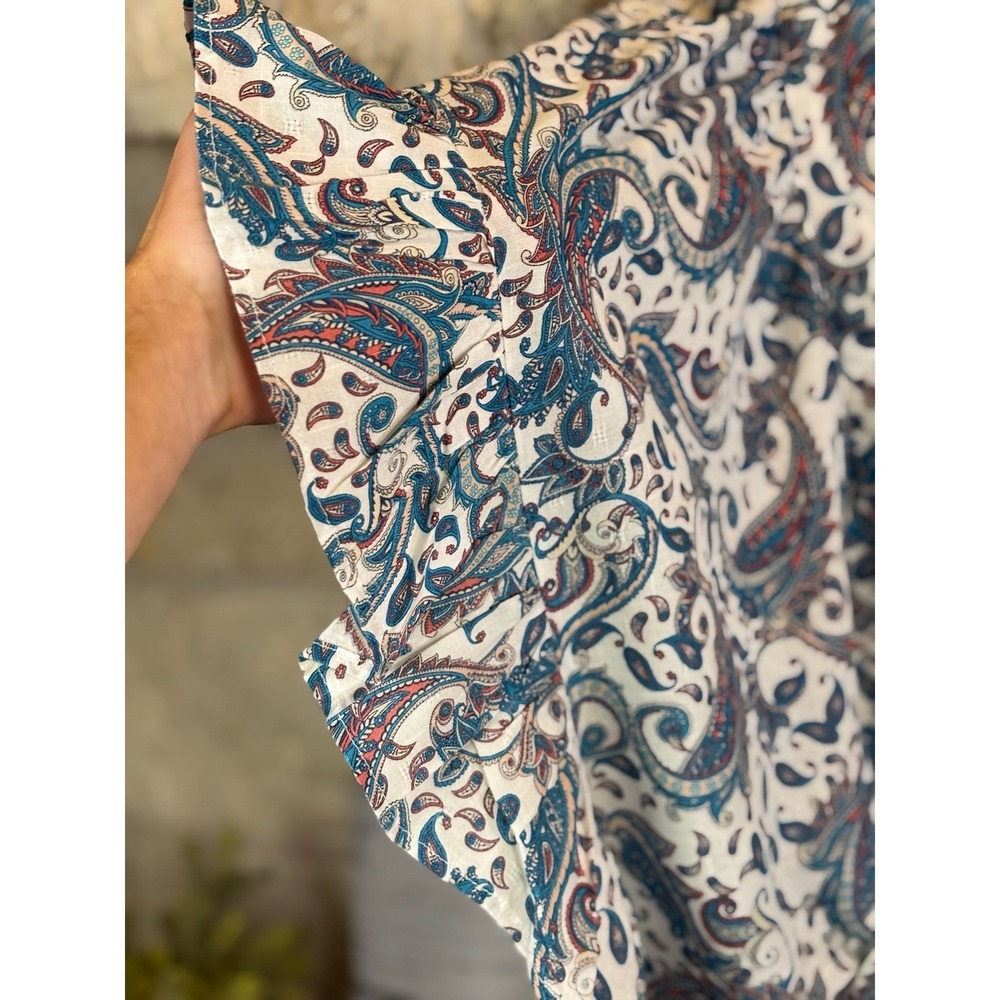Terra & Sky Womens 4X Paisley Square Neck Ruffled Flutter Sleeve Blouse - Picture 7 of 7